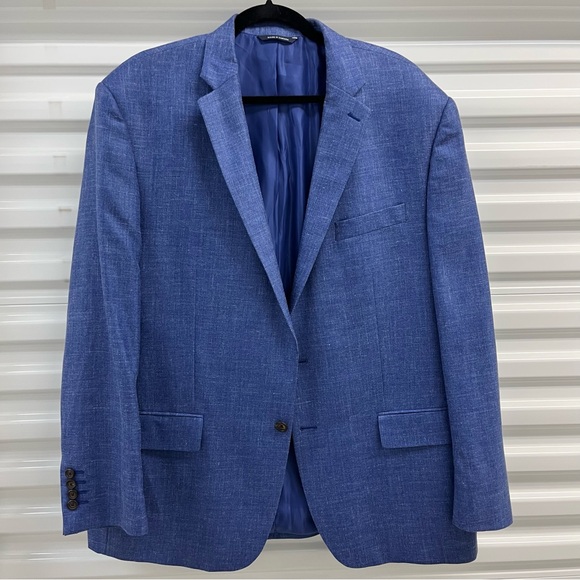 Ralph Lauren Dillards Blazer Sport Coat 46R Blue Suit Jacket Wool Silk Linen - Picture 1 of 10